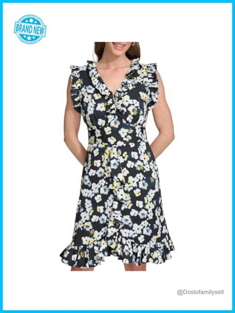 Flutter Short Sleeve V-Neck Ruffles Mini Asymmetrical Hem Dress